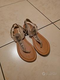 Sandali bassi infradito Taupe Oro rosa