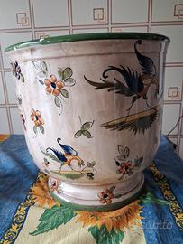 Vaso Cachepot Capodimonte Ceramica Dipinto 