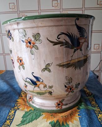 Vaso Cachepot Capodimonte Ceramica Dipinto 