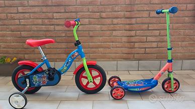 Set Bici 12" + Monopattino 3 Ruote PJ Masks 