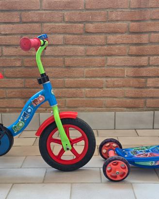 Set Bici 12" + Monopattino 3 Ruote PJ Masks 