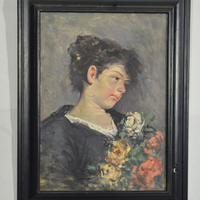 Antico dipinto olio su tela – Quadro ritratto '800