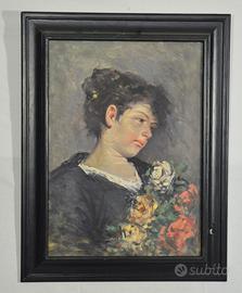 Antico dipinto olio su tela – Quadro ritratto '800