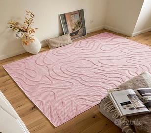 Tappeto rosa interno/esterno con motivi in rilievo