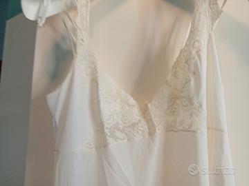 Camicia da notte panna in crepe