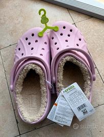 crocs numero 42/43 con pelo, colore rosa nuove 