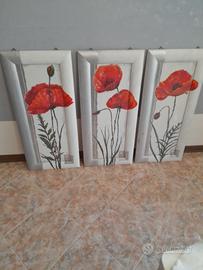 trittico papaveri rossi