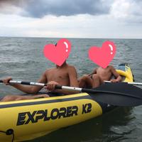 canoa intex Explorer K2 con giubbotti salvagente 