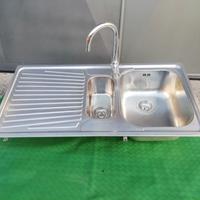 Top lavello cucina 2 vasche completo di rubinetto