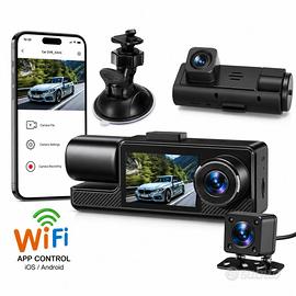 DASH CAM AUTO DVR WIFI UNIVERSALE CON 3 TELECAMERE