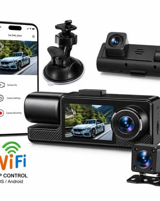 DASH CAM AUTO DVR WIFI UNIVERSALE CON 3 TELECAMERE