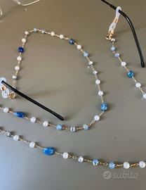 Catenella occhiali oro blu 2in1 collana