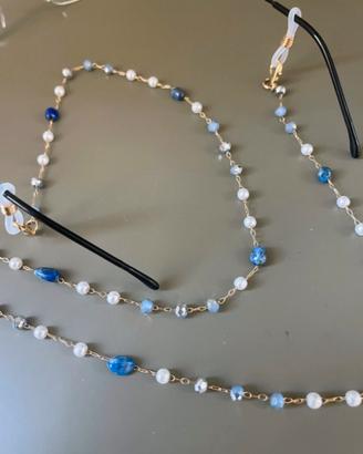 Catenella occhiali oro blu 2in1 collana