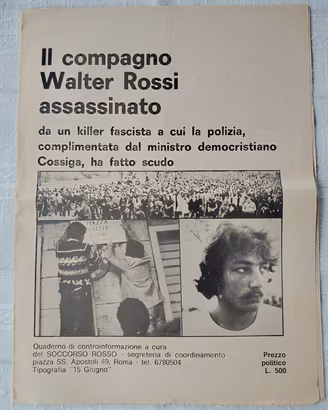 SOCCORSO ROSSO 1977 Omicidio Walter Rossi Roma 