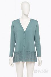 Cardigan curvy taglia 54 in elegante verde ottanio