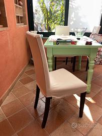 Sedie set di 6 stoffa sfoderabile gambe in legno