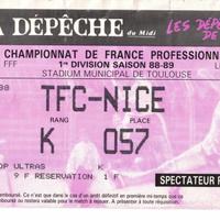 Biglietto stadio Toulouse-Nice 1988