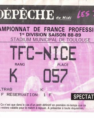 Biglietto stadio Toulouse-Nice 1988