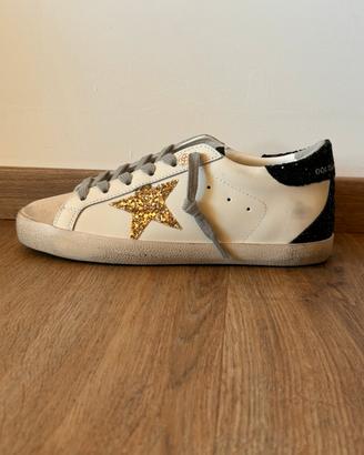 GOLDEN GOOSE SUPER STAR GLITTER ORO tg38 e SCATOLA