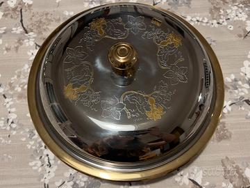 Piatto da portata con coperchio Giorinox inox+oro