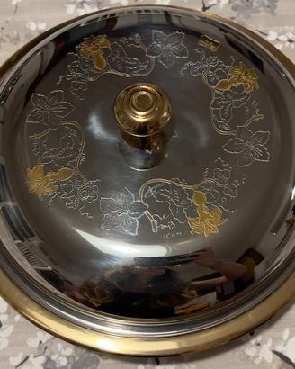 Piatto da portata con coperchio Giorinox inox+oro