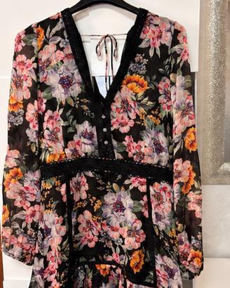 GUESS VESTITO FLOREALE CON DETTAGLI IN PIZZO