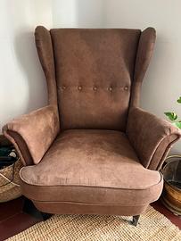 Poltrona IKEA STRANDMON vintage simil cuoio