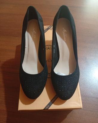 Scarpe Mellisa Nere n.36 Decollete Tacco 7cm Stras