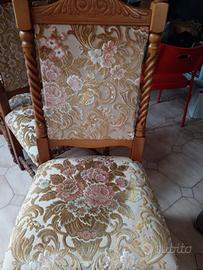 6 sedie antiche  imbottite in legno 