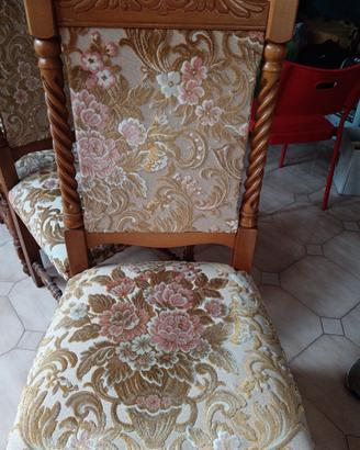 6 sedie antiche  imbottite in legno 