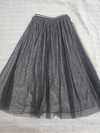 Gonna plissetta in tulle con glitter