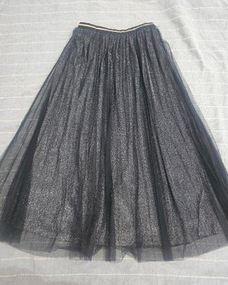 Gonna plissetta in tulle con glitter