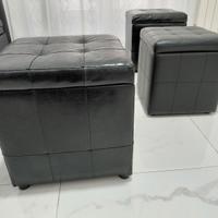Pouf in pelle nero