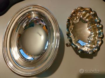 ciotola ovale in metallo argentato - due