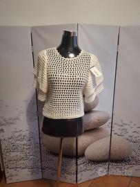 Maglia crochet bianco traforato Nuova