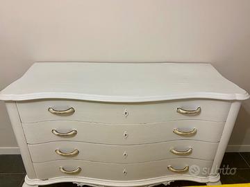 Cassettiera + comodino stile shabby chic bianco