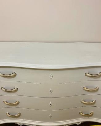Cassettiera + comodino stile shabby chic bianco