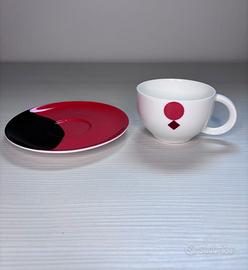 Domino - Set 6 tazze con piattini Bone China