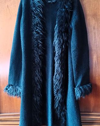 Cardigan Blanc Noir Donna Lungo Nero S