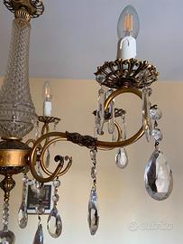 Lampadario vintage con gocce in vetro