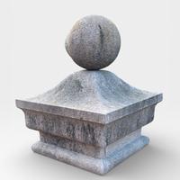 Capitelli con sfera in pietra naturale porfido.