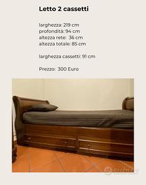 Letto singolo in legno con rete