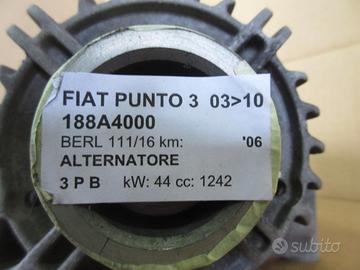 Alternatore FIAT PUNTO 3 1242cc 8V del 2006