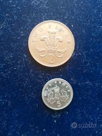 Monete 5 e 2 Pence Regno Unito