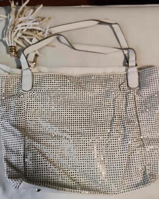 Borsa a spalla Bianca e Argento - Effetto Brillant