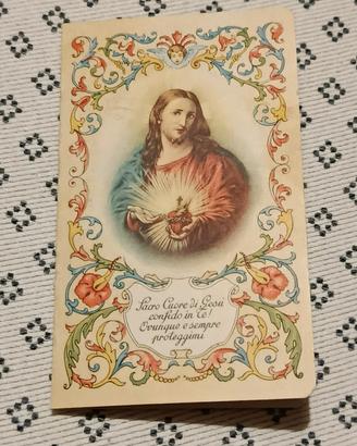 Santino di Sacro cuore con calendario del 1948
