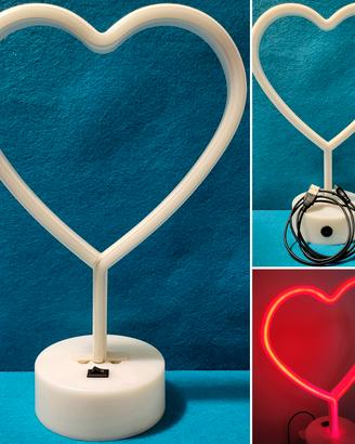Lampada da Tavolo NEON Cuore Rosso - USB/Batteria