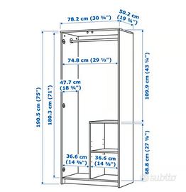 2 guardaroba ikea , da 3 e 2 ante , bianca .