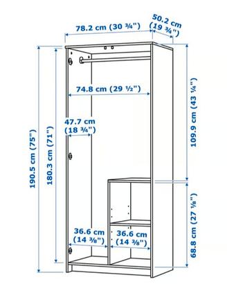 2 guardaroba ikea , da 3 e 2 ante , bianca .