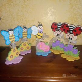 Segnatavoli in legno dipinti a mano  feste bambini